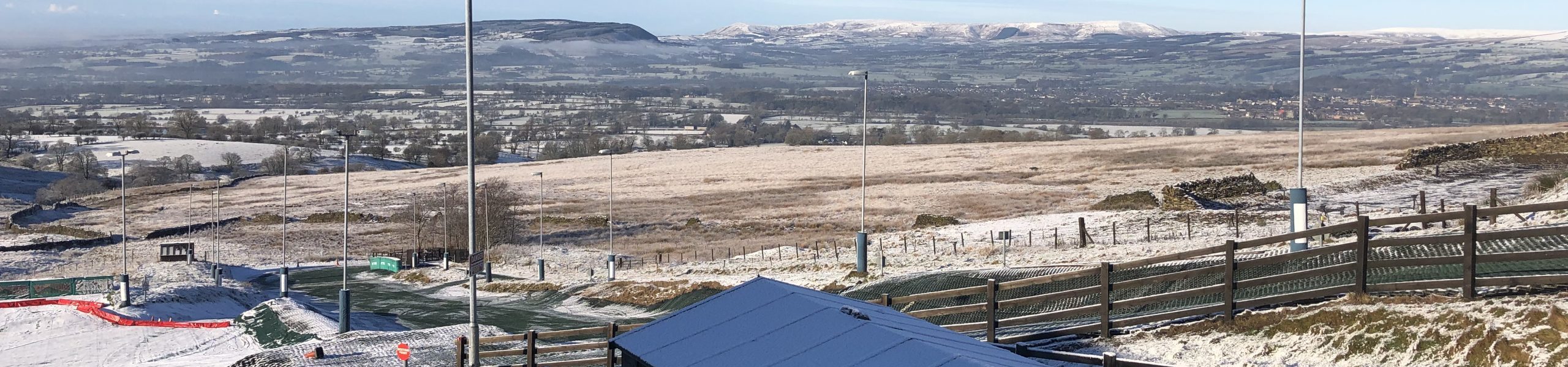 Pendle Ski Club’s dry slope on Pendle Hill in winter